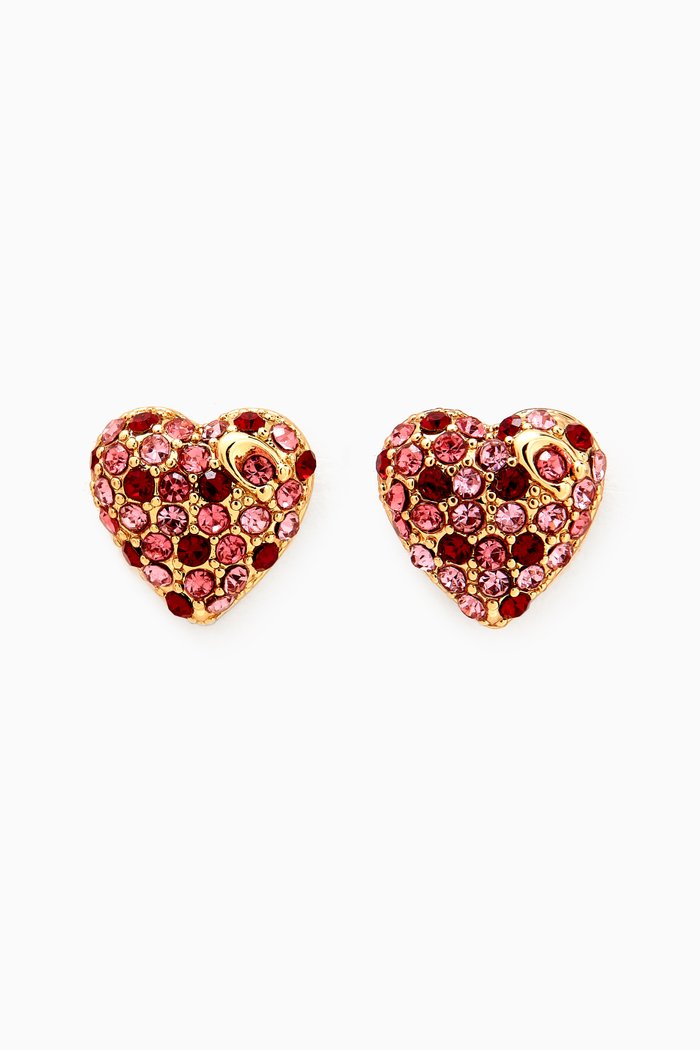 

Pave Heart Stud Earrings, Pink