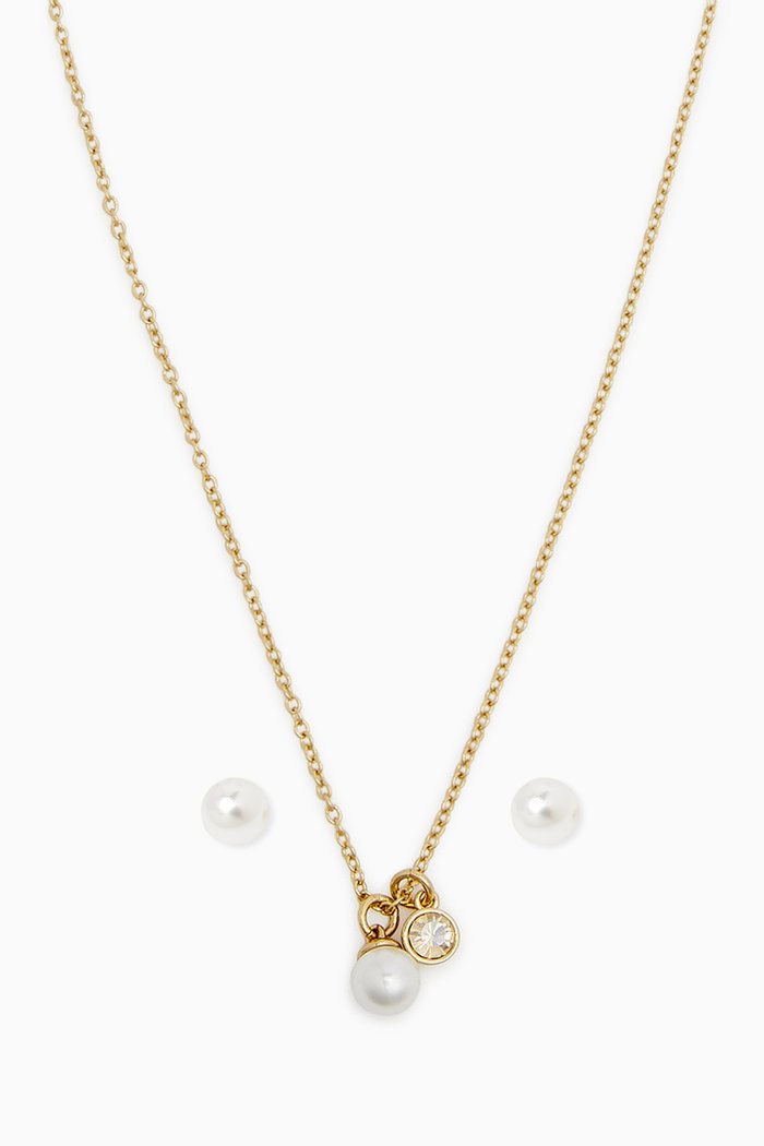 

Pearl Earrings & Necklace Set, White