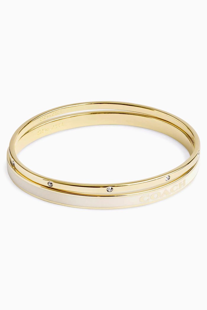 

Signature Duo Bangle, Set of 2, White