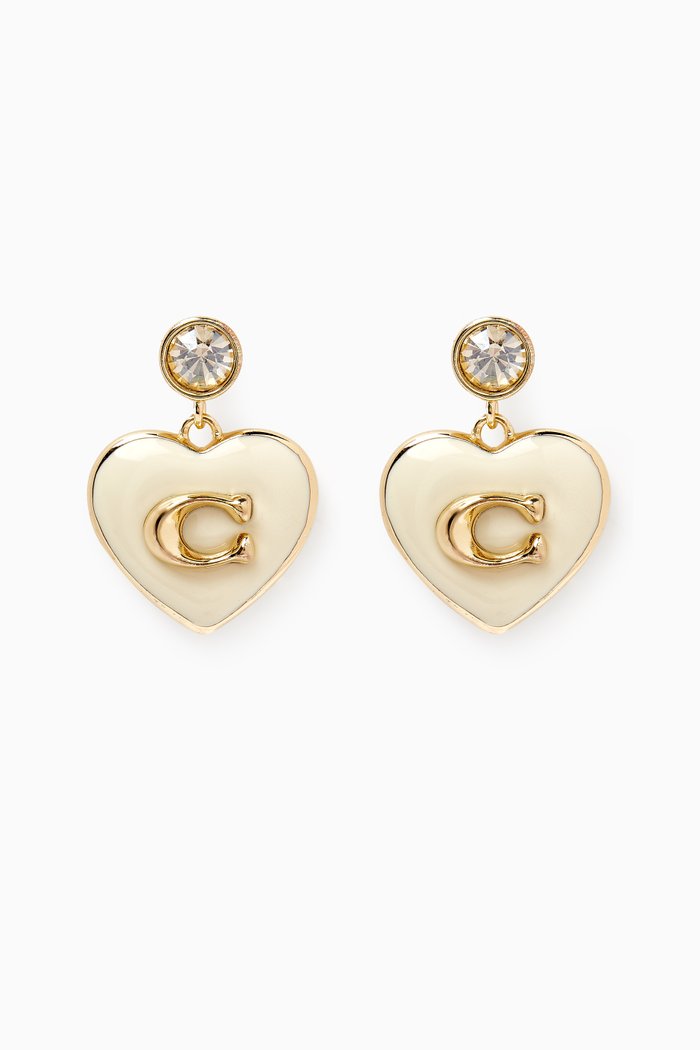 Signature Heart Drop Boxed Earrings, White