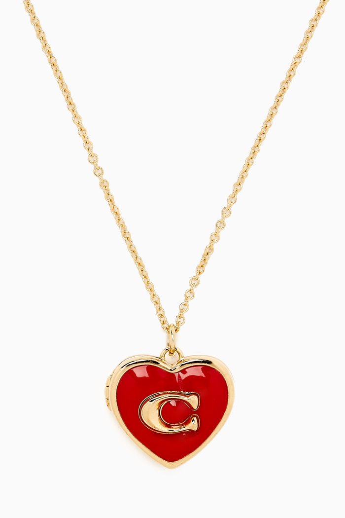 

Signature Heart Locket Boxed Necklace, Red