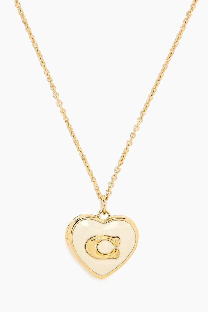 

Signature Heart Locket Boxed Necklace, White