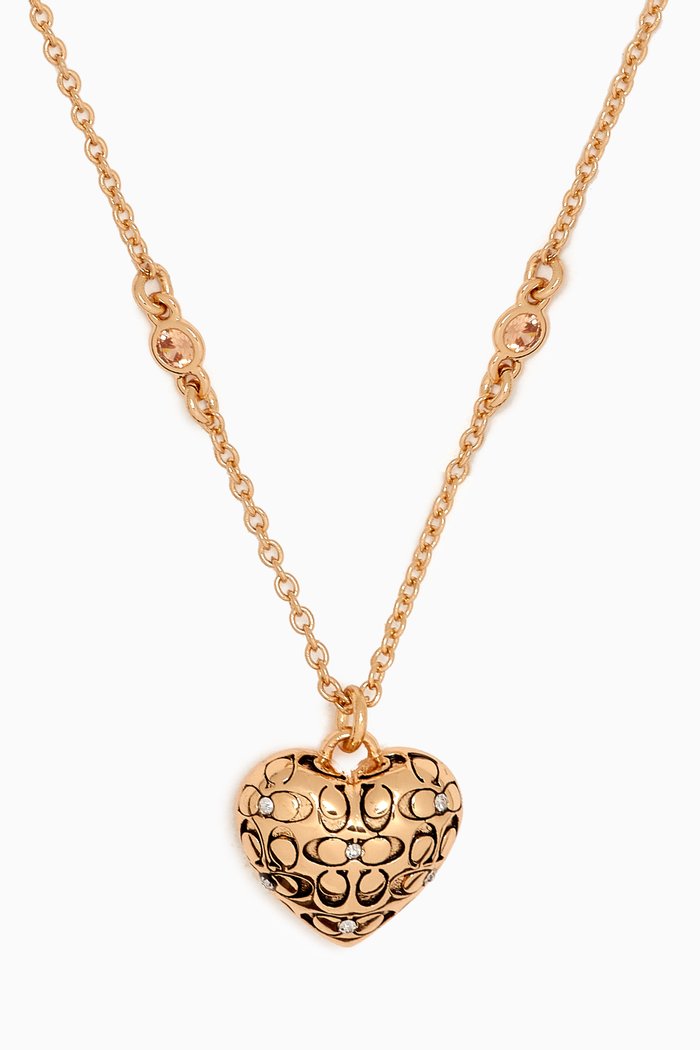 Signature Quilted Heart Pendant Necklace, Gold