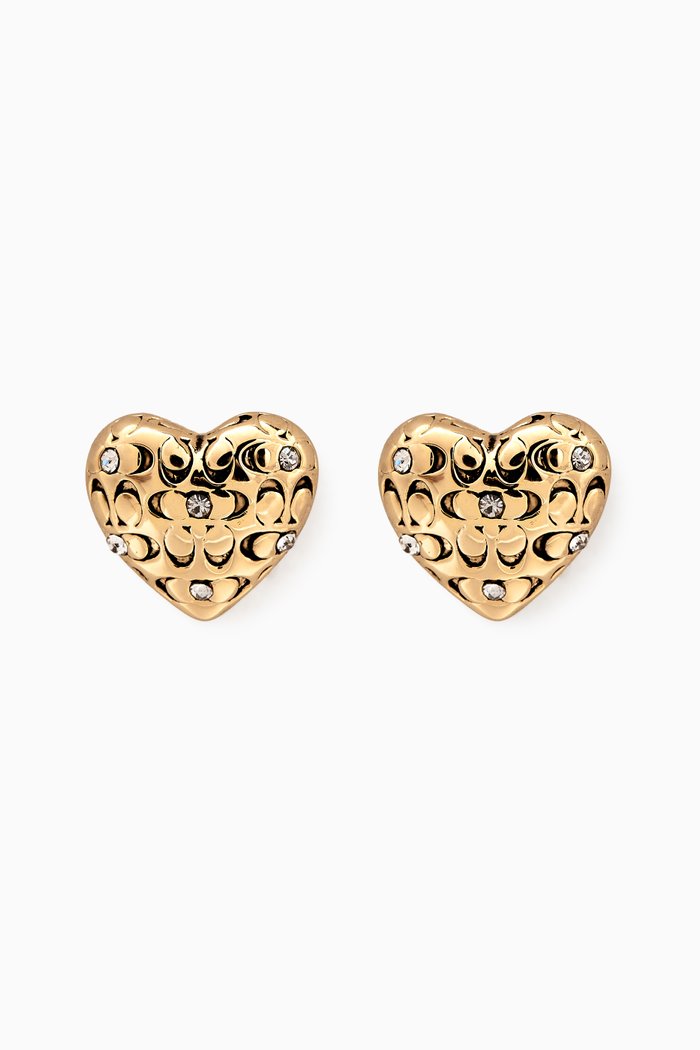 

Signature Quilted Heart Stud Earrings, Gold
