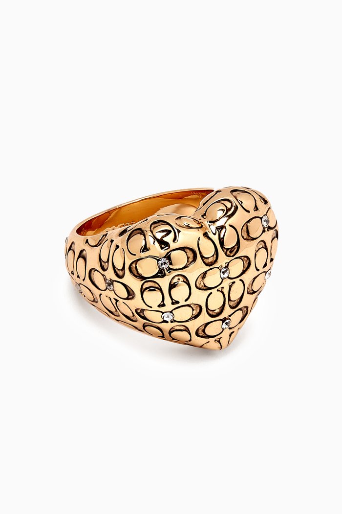 Signature Quilted Heart Cocktail Ring, Gold