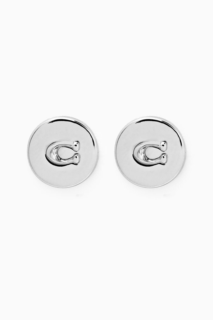 

Signature Coin Stud Earrings, Silver