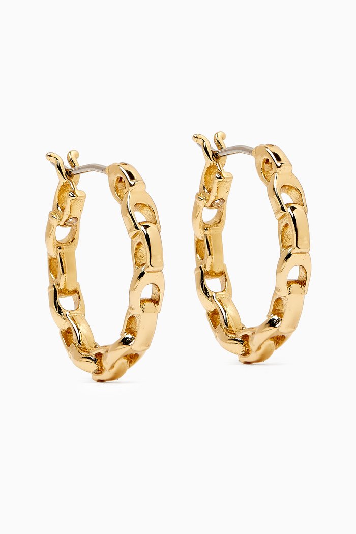 

Signature Chain Hoop Earrings, Gold