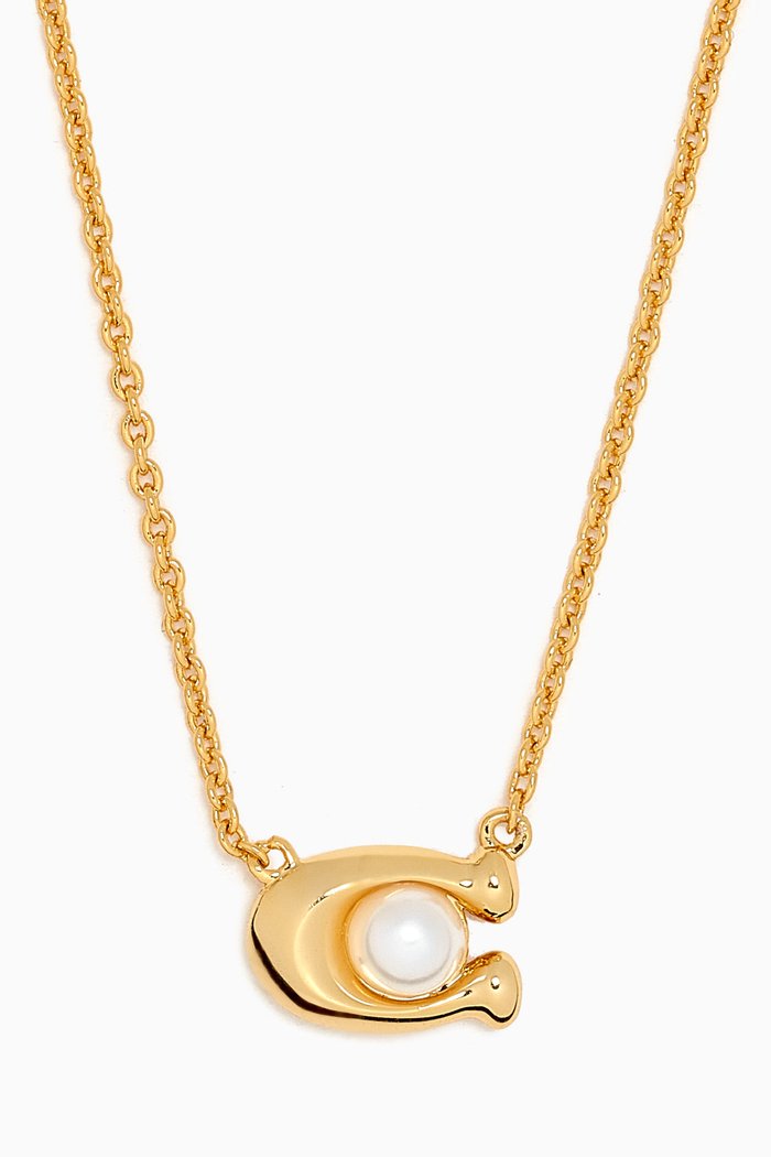 

Pearl Signature Pendant Necklace, Gold