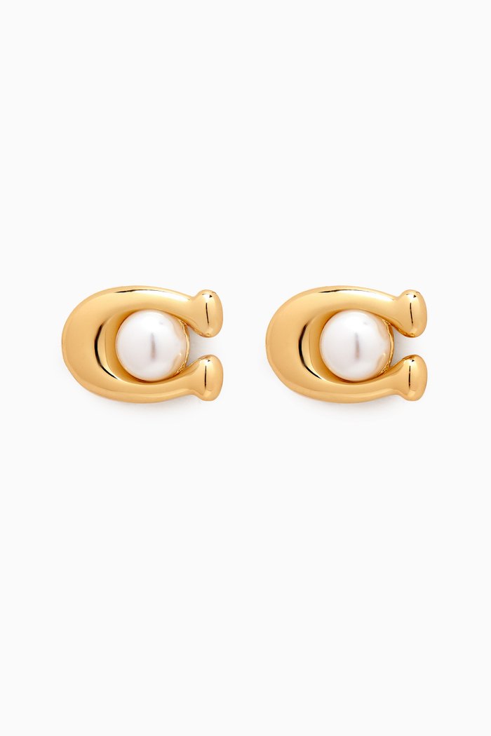 

Pearl Signature Stud Earrings, Gold
