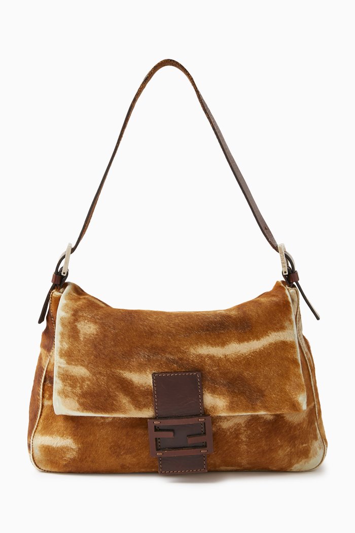 

Fendi Mama Baguette Bag in Calf-hair Leather, Brown