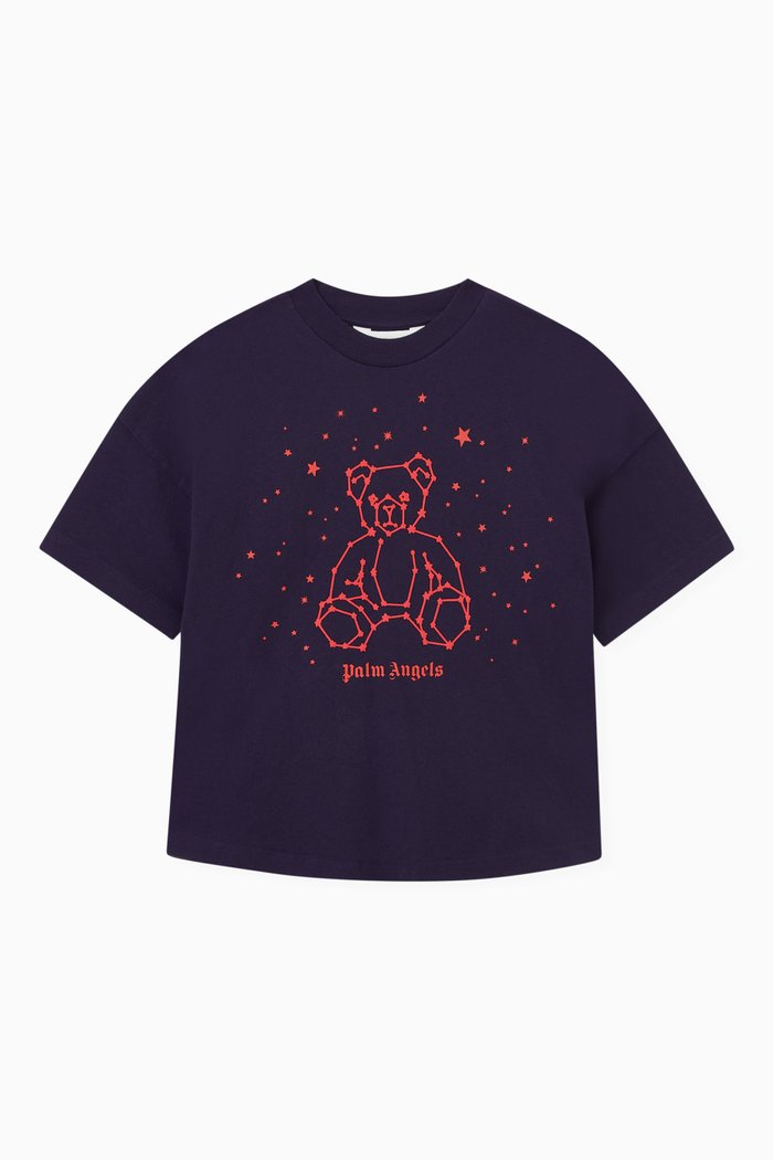 Astro Bear Print T-Shirt in Cotton, Blue