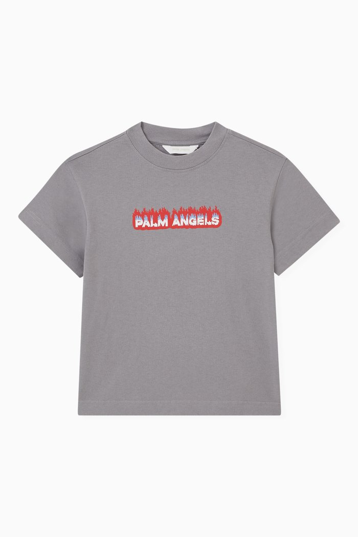 

Flame Print T-Shirt in Cotton, Grey