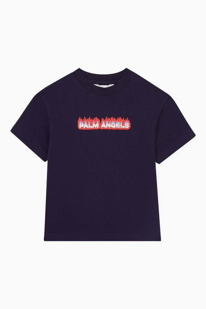 

Flame Print T-Shirt in Cotton, Blue
