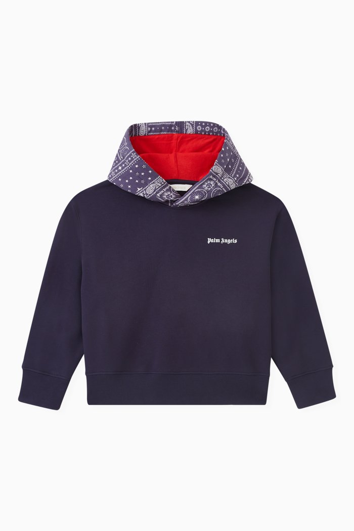 

Paisley Logo Hoodie in Cotton, Blue