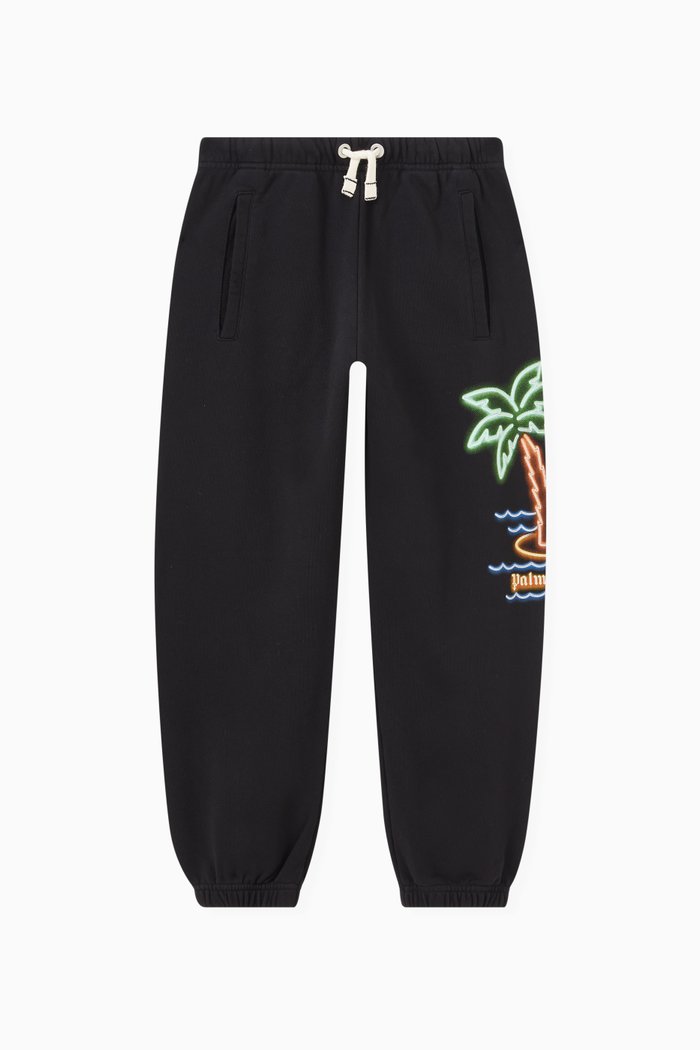 

Neon Palms Print Sweatpants in Cotton, Black
