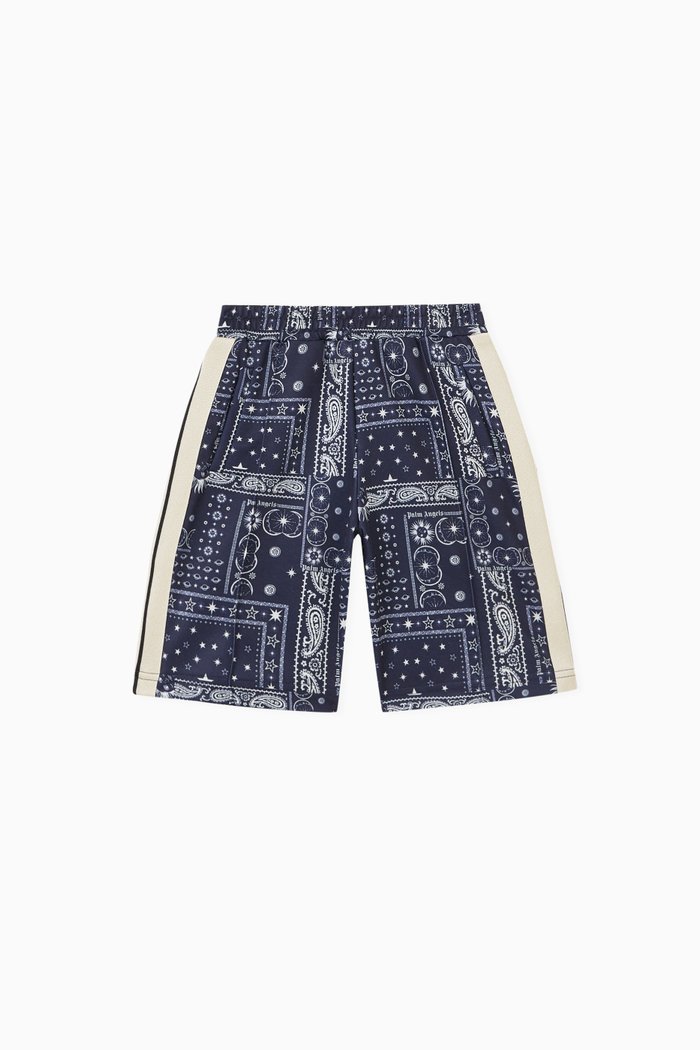 Logo Print Track Shorts in Cotton-Blend, Blue