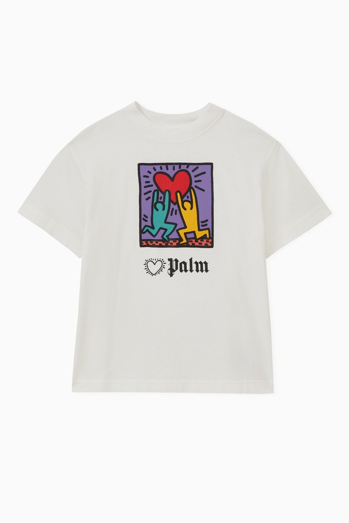 

Neon Palms Print T-Shirt in Cotton, Neutral