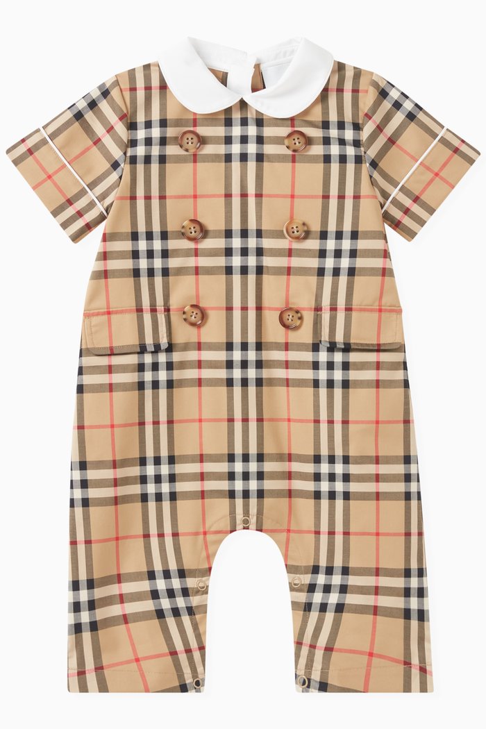 

Check Romper in Stretch-cotton, Neutral