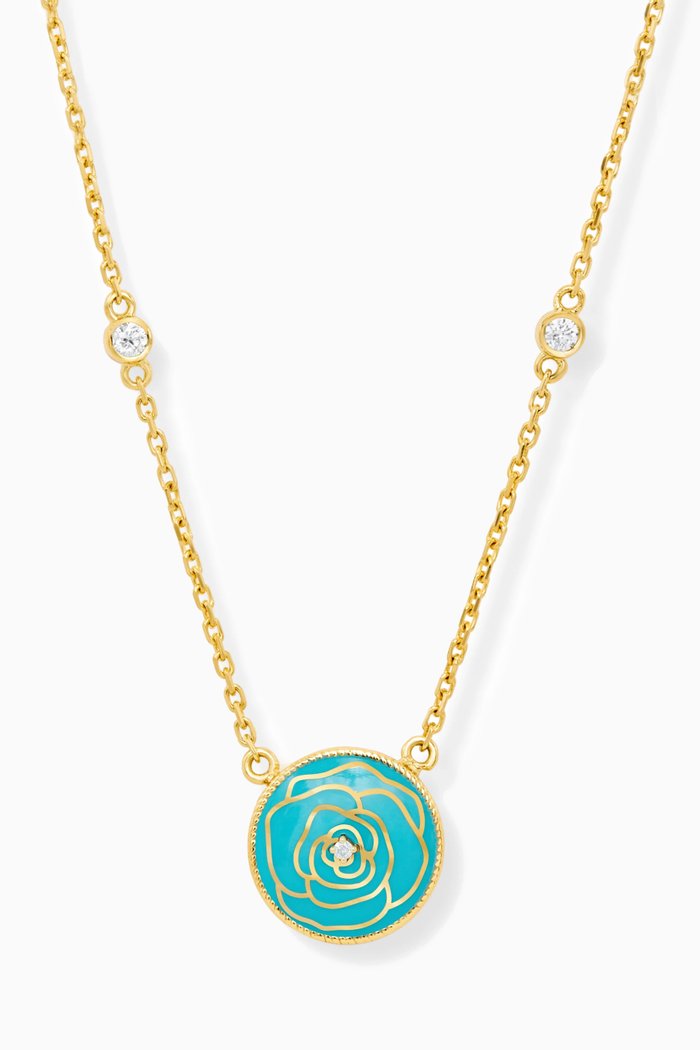 

Mini Ward Diamond & Enamel Pendant Necklace in 18kt Gold, Yellow