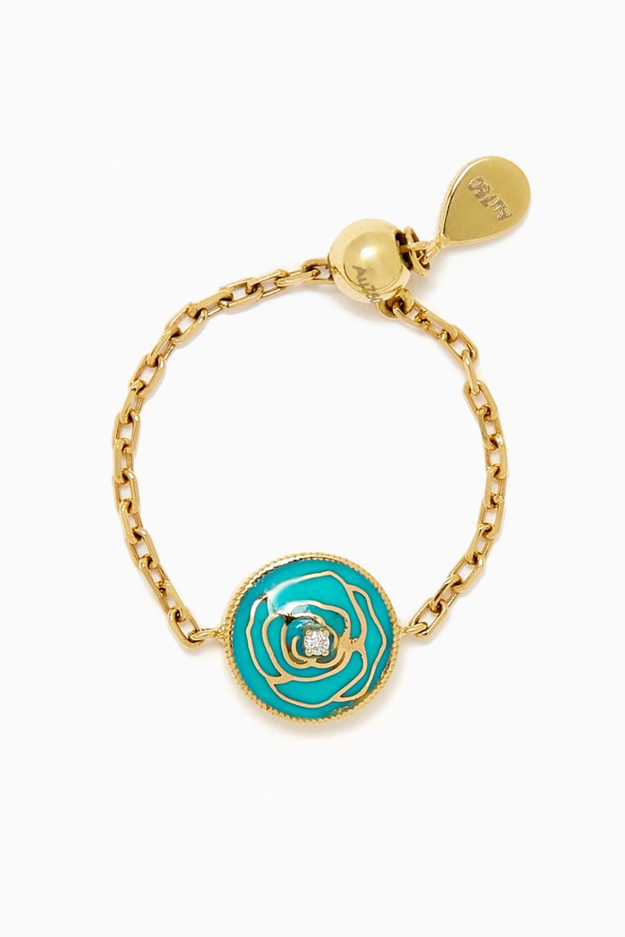 

Ward Diamond & Enamel Chain Ring in 18kt Gold, Yellow