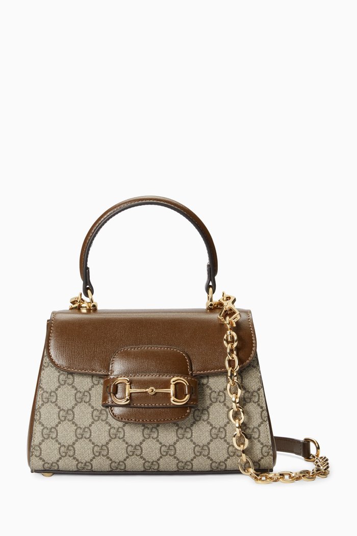 

Mini 1955 Horsebit Shoulder Bag in GG Supreme Canvas, Brown