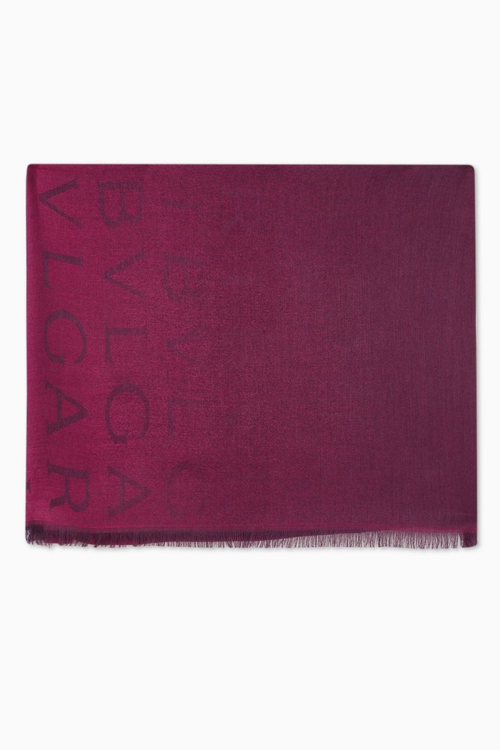 

Logomania Stole in Cashmere & Silk, Burgundy