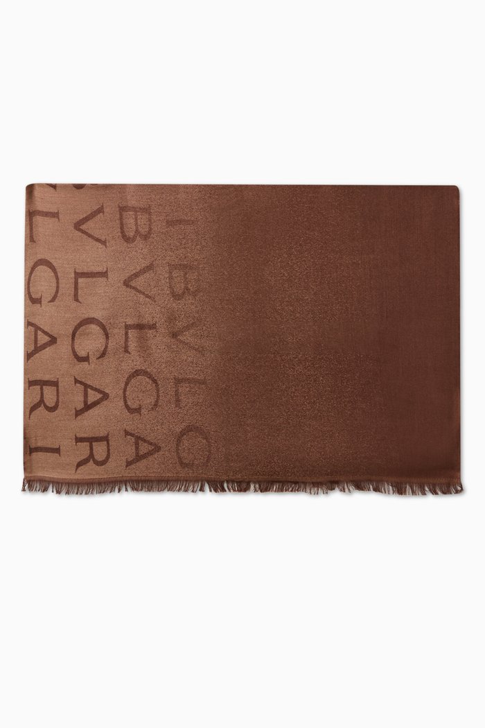 Logomania Fade Stole in Cashmere & Silk, Brown