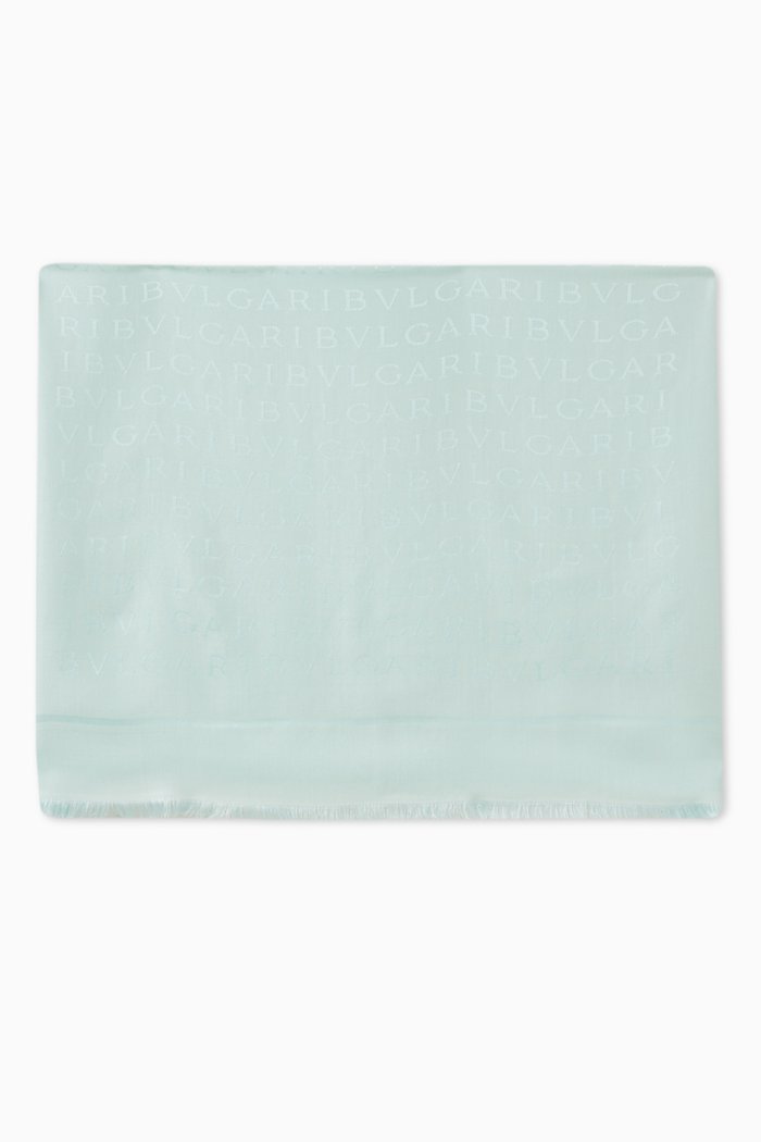 

Logomania Letter Stole in Silk & Wool, Green