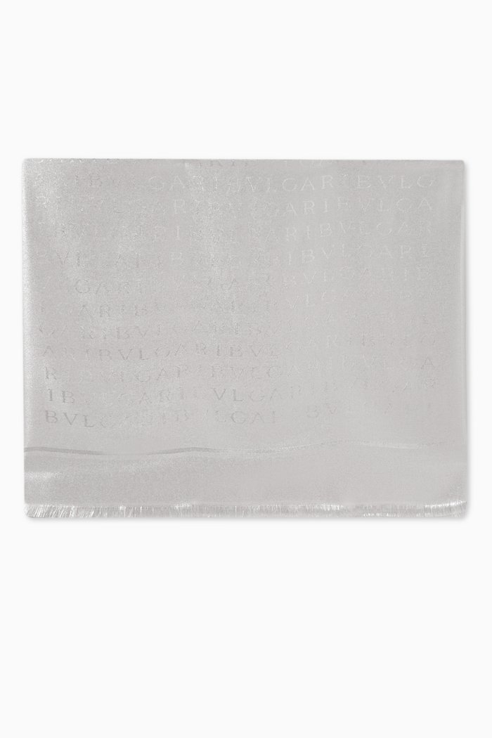 

Logomania Letter Metal Stole in Silk & Wool, Silver