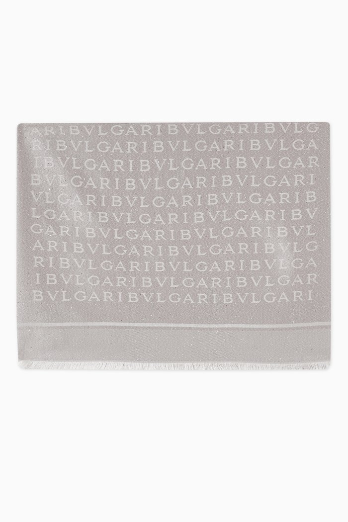 

Logomania Maxi Letter Stole in Silk & Lurex, Silver