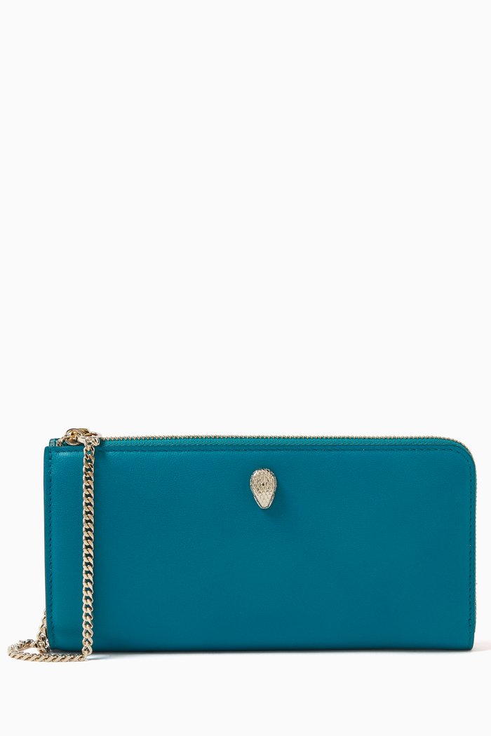 

Serpenti Forever Zip Wallet in Leather, Blue