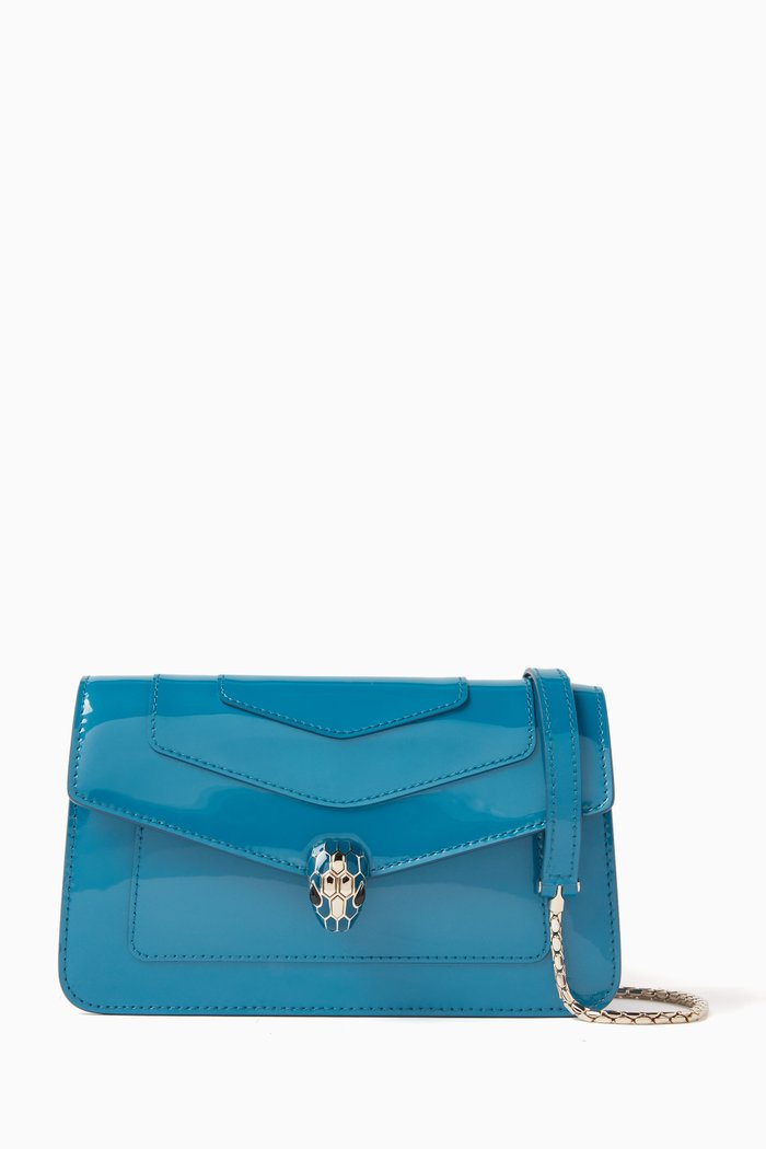 

Serpenti Forever Chain Wallet in Leather, Blue