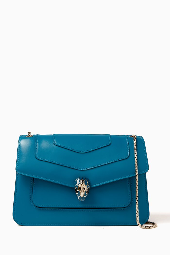 

Serpenti Forever Shoulder Bag in Calf Leather, Blue