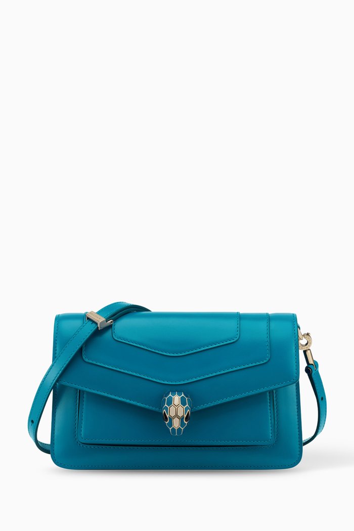 

Serpenti Forever East West Shoulder Bag in Calf Leather, Blue