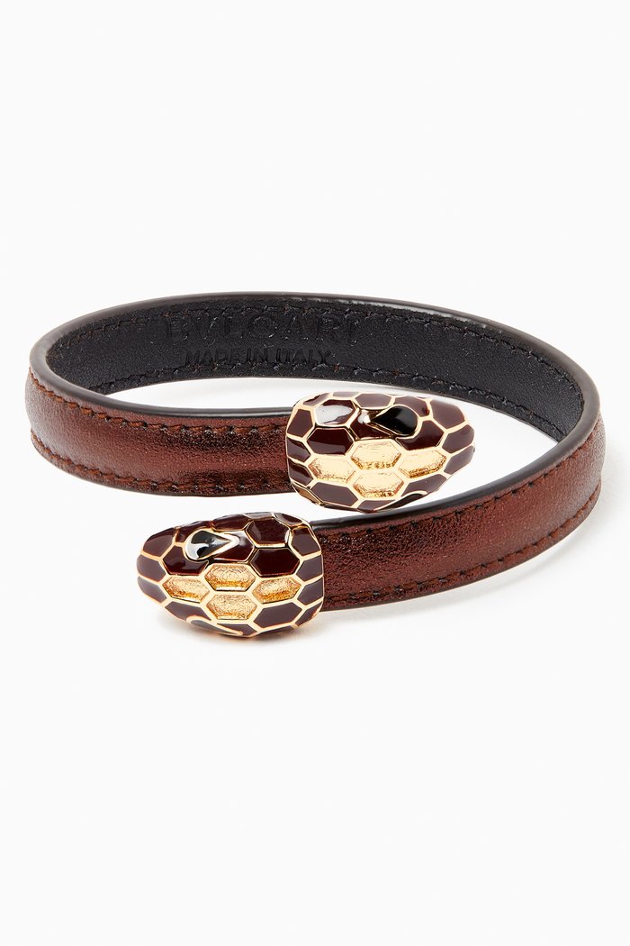 

Serpenti Forever Bracelet in Metallic Leather, Brown