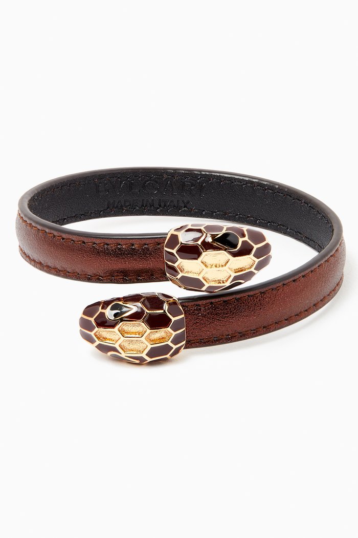 

Serpenti Forever Bracelet in Metallic Leather, Brown