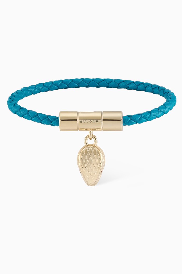 

Serpenti Forever Wrap Bracelet in Leather, Blue
