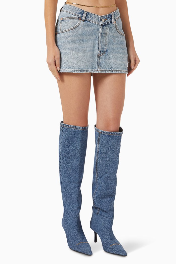 

Nameplate Body Chain Mini Skirt in Denim, Blue
