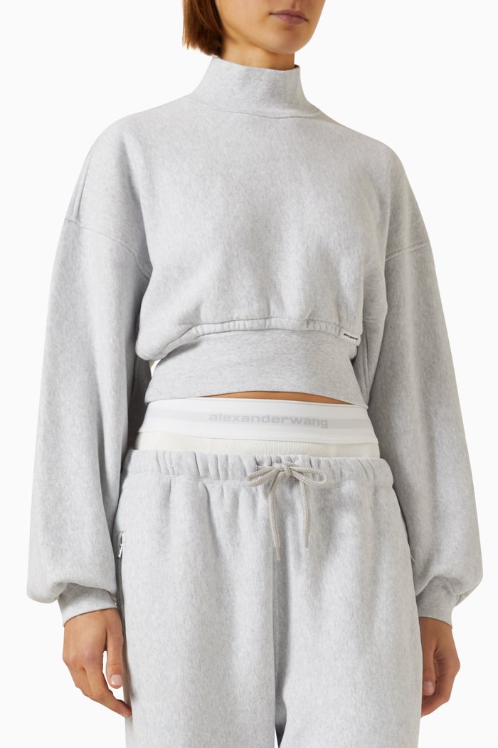 

Crop Sweatshirt in Cotton-terry, Grey