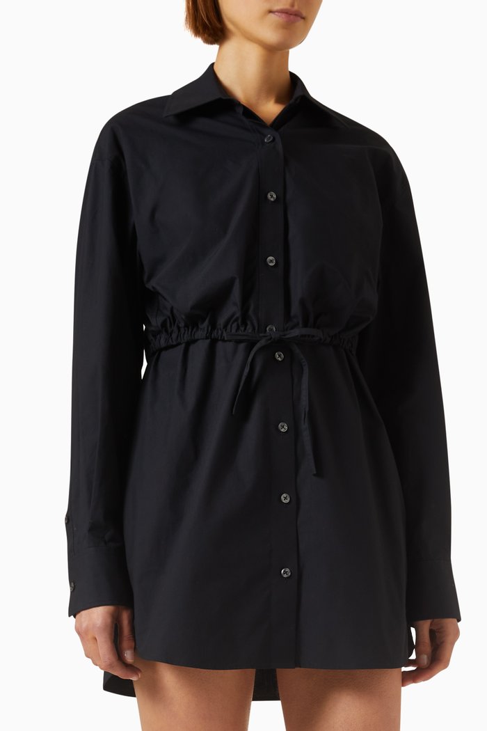 

Layered Shirt Dress in Cotton, Black