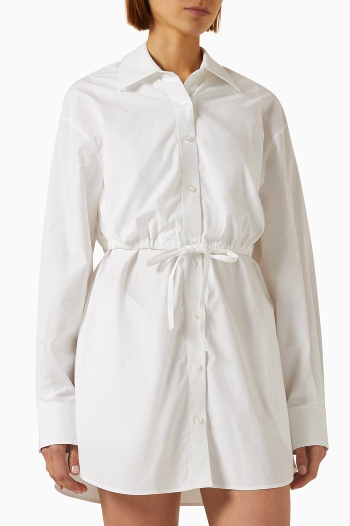 Layered Shirt Dress in Cotton, White