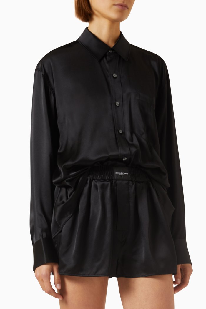Button-up Romper in Silk, Black