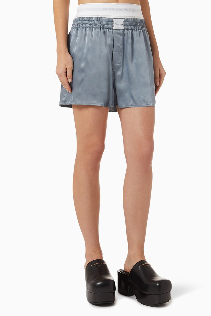 

Logo Boxer Shorts in Shiny Cupro, Blue