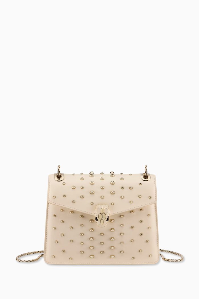 

Serpenti Forever Shoulder Bag in Calf Leather, Neutral