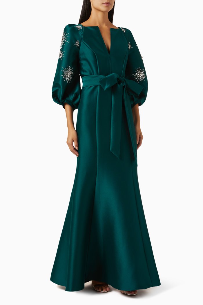 

Embellished Mermaid Gown in Stretch Mikado, Blue