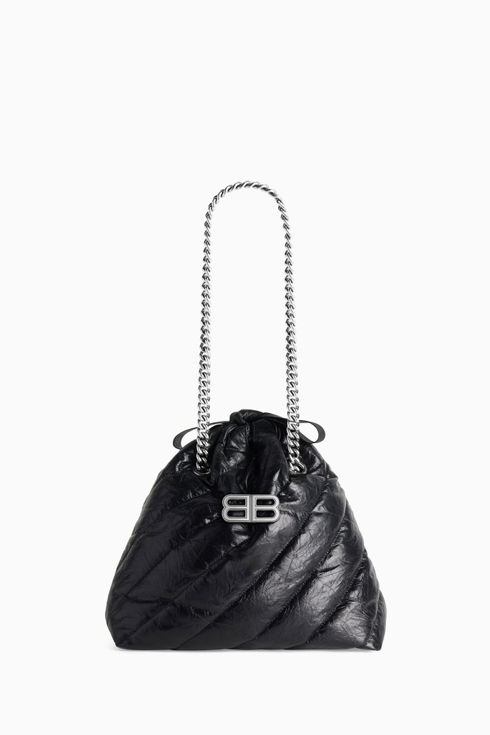 

Small Crush Tote Bag in Leather, Black