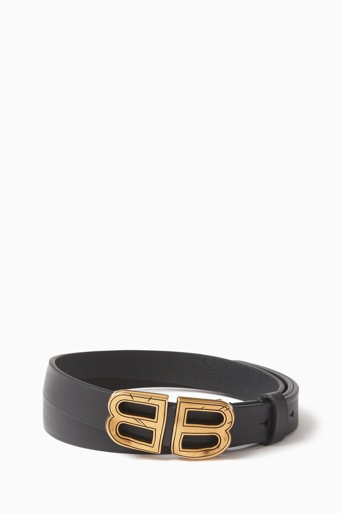 

BB Hourglass Thin Belt in Calfskin, Black
