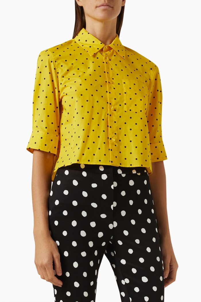 

Polka-dot Cropped Shirt in Cotton, Yellow