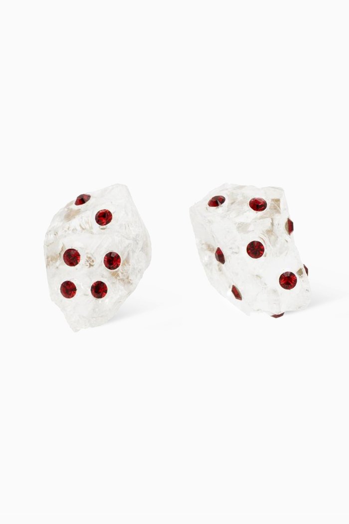 

Dice Crystal Stud Earrings, White
