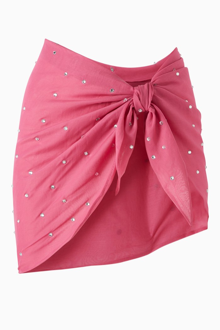 

Gem Mini Pareo in Cotton-Silk Blend, Pink